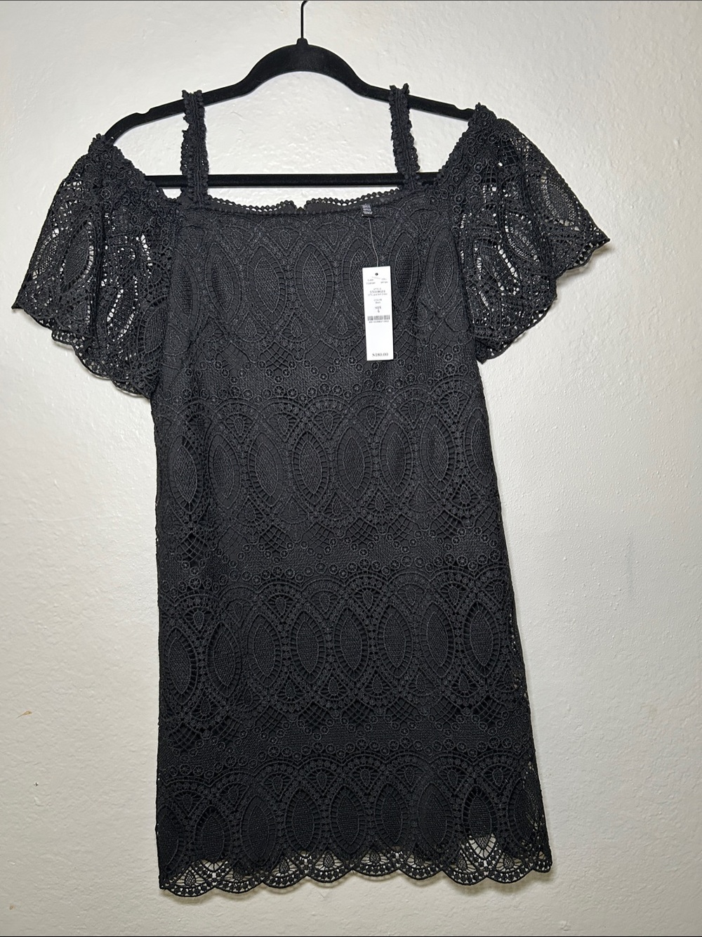 White House Black Market Black Crochet Off-Shoulder Mini Dress